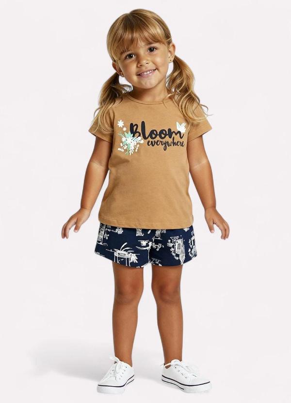 Conjunto Infantil Menina Lettering Marrom