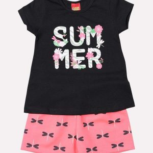 Conjunto Infantil Menina Lettering Preto