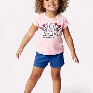 Conjunto Infantil Menina Lettering Rosa