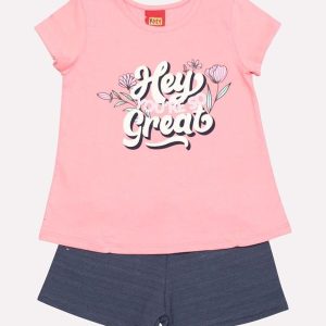 Conjunto Infantil Menina Lettering Rosa