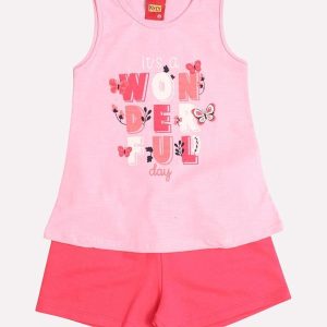 Conjunto Infantil Menina Lettering Rosa