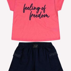 Conjunto Infantil Menina Lettering Rosa