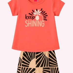Conjunto Infantil Menina Lettering Vermelho