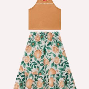 Conjunto Infantil Menina Limões Marrom