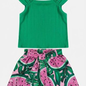 Conjunto Infantil Menina Melancia Verde