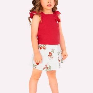 Conjunto Infantil Menina Morango Vermelho