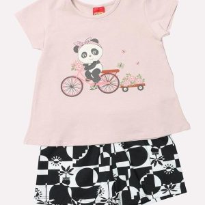 Conjunto Infantil Menina Pandinha Rosa