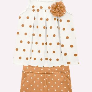 Conjunto Infantil Menina Póas Off White