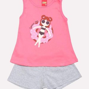 Conjunto Infantil Menina Praia Rosa