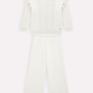 Conjunto Infantil Menina Tricot Off White