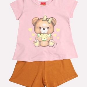Conjunto Infantil Menina Ursinho Rosa