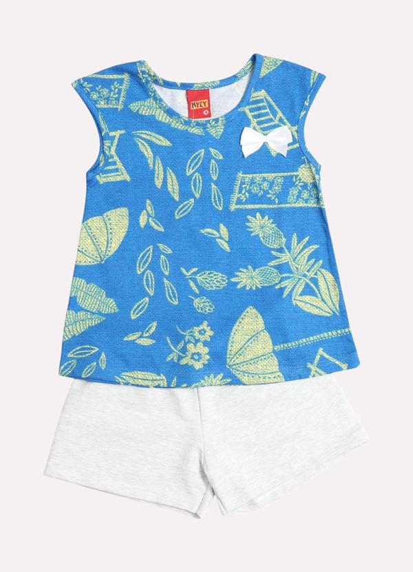 Conjunto Infantil Menina com Laço Azul