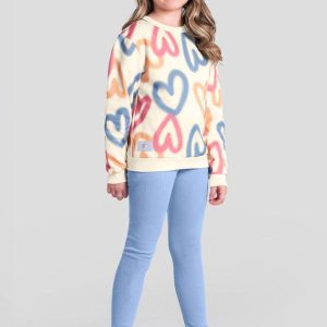 Conjunto Infantil Menina de Corações Natural