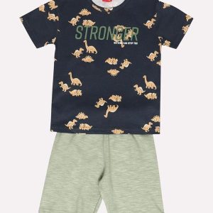 Conjunto Infantil Menino Algodão Estampado Azul
