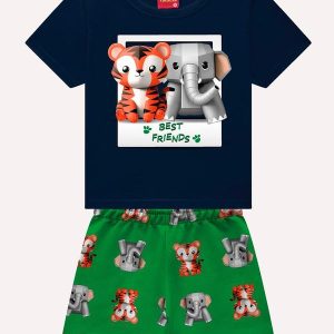 Conjunto Infantil Menino Animais Azul Marinho