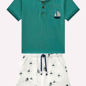 Conjunto Infantil Menino Barquinho Verde