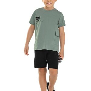 Conjunto Infantil Menino Bolso Lapela Verde