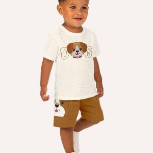 Conjunto Infantil Menino Bordado Cinza