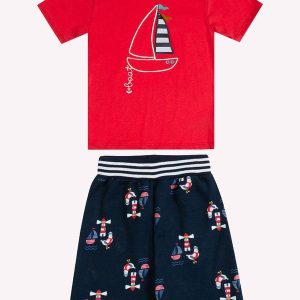 Conjunto Infantil Menino Bordado Vermelho