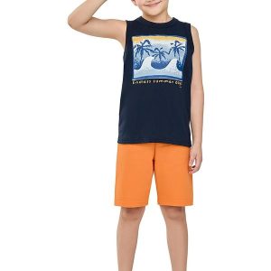Conjunto Infantil Menino Curto Moletom Azul