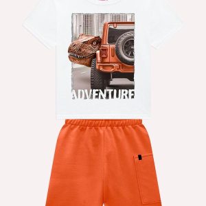 Conjunto Infantil Menino Dinossauro Branco