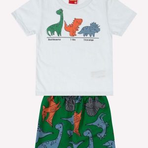 Conjunto Infantil Menino Dinossauros Branco