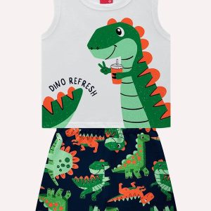 Conjunto Infantil Menino Dinossauros Branco