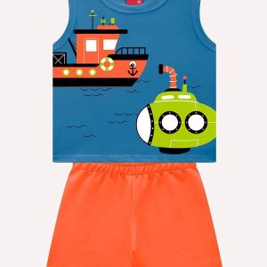 Conjunto Infantil Menino Estampa Azul