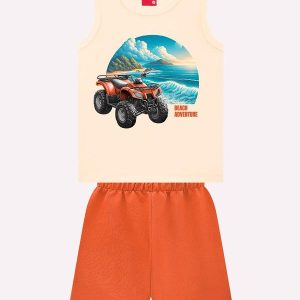Conjunto Infantil Menino Estampa Bege