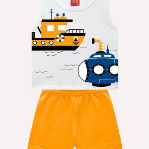 Conjunto Infantil Menino Estampa Branco