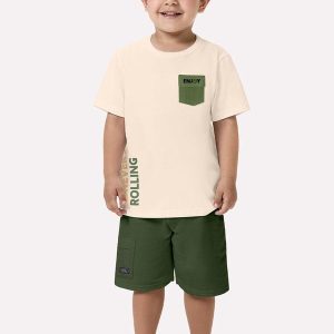 Conjunto Infantil Menino Lettering Bege