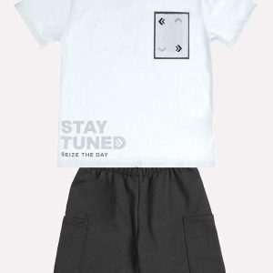 Conjunto Infantil Menino Lettering Branco