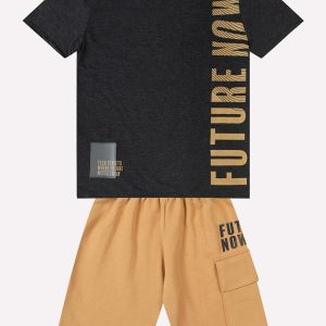 Conjunto Infantil Menino Lettering Cinza