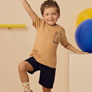 Conjunto Infantil Menino Lettering Marrom