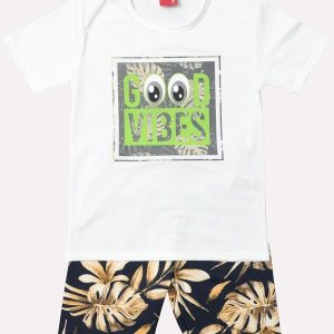 Conjunto Infantil Menino Lettering Off White