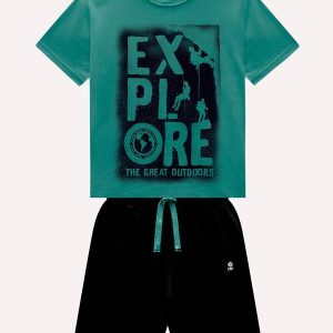 Conjunto Infantil Menino Lettering Verde