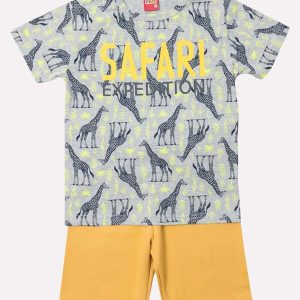 Conjunto Infantil Menino Safari Cinza