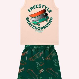 Conjunto Infantil Menino Skate Bege