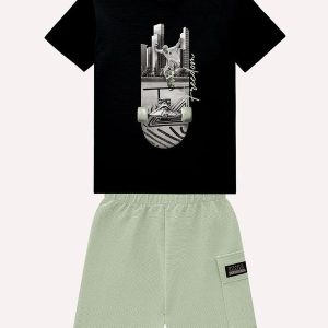 Conjunto Infantil Menino Skate Preto