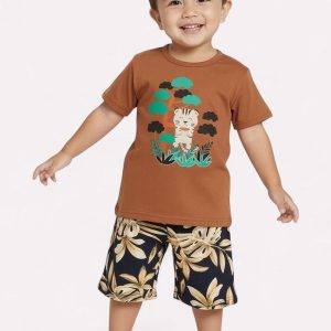 Conjunto Infantil Menino Tigre Marrom