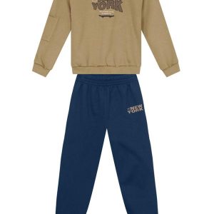 Conjunto Infantil Menino com Bordado Marrom