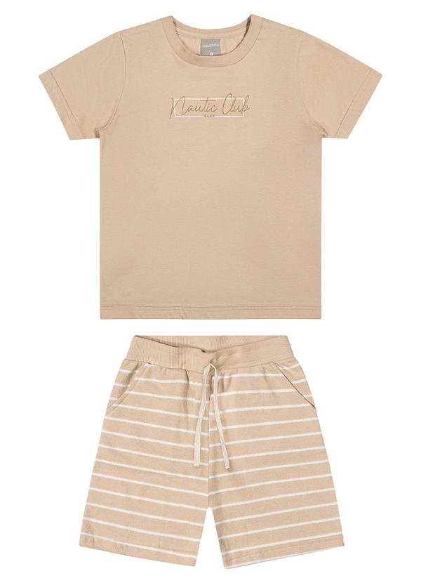 Conjunto Infantil Menino com Listras Bege