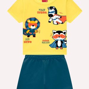 Conjunto Infantil Menino em Algodão Amarelo