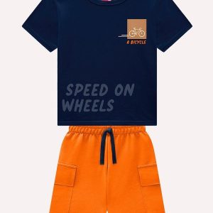 Conjunto Infantil Menino em Algodão Azul Marinho