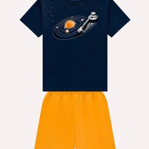 Conjunto Infantil Menino em Algodão Azul Marinho