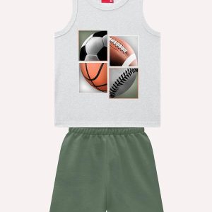 Conjunto Infantil Menino em Algodão Cinza