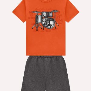 Conjunto Infantil Menino em Algodão Laranja