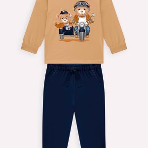 Conjunto Infantil Menino em Algodão Marrom