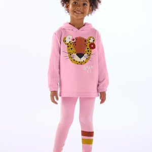 Conjunto Infantil Onça Blusão Calça Rosa