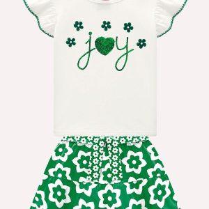 Conjunto Infantil com Lantejoulas Off White